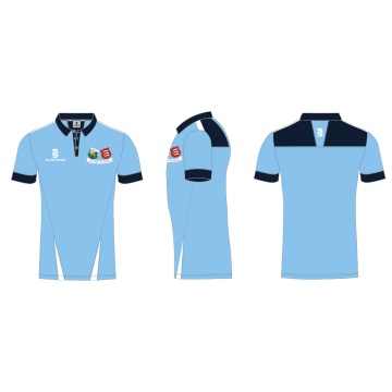Herts & Essex School - GCSE Sublimated Polo Shirt : White / Sky / Navy