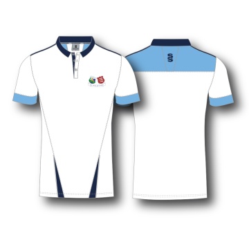 Herts & Essex School - Sublimated Polo Shirt : White / Sky / Navy